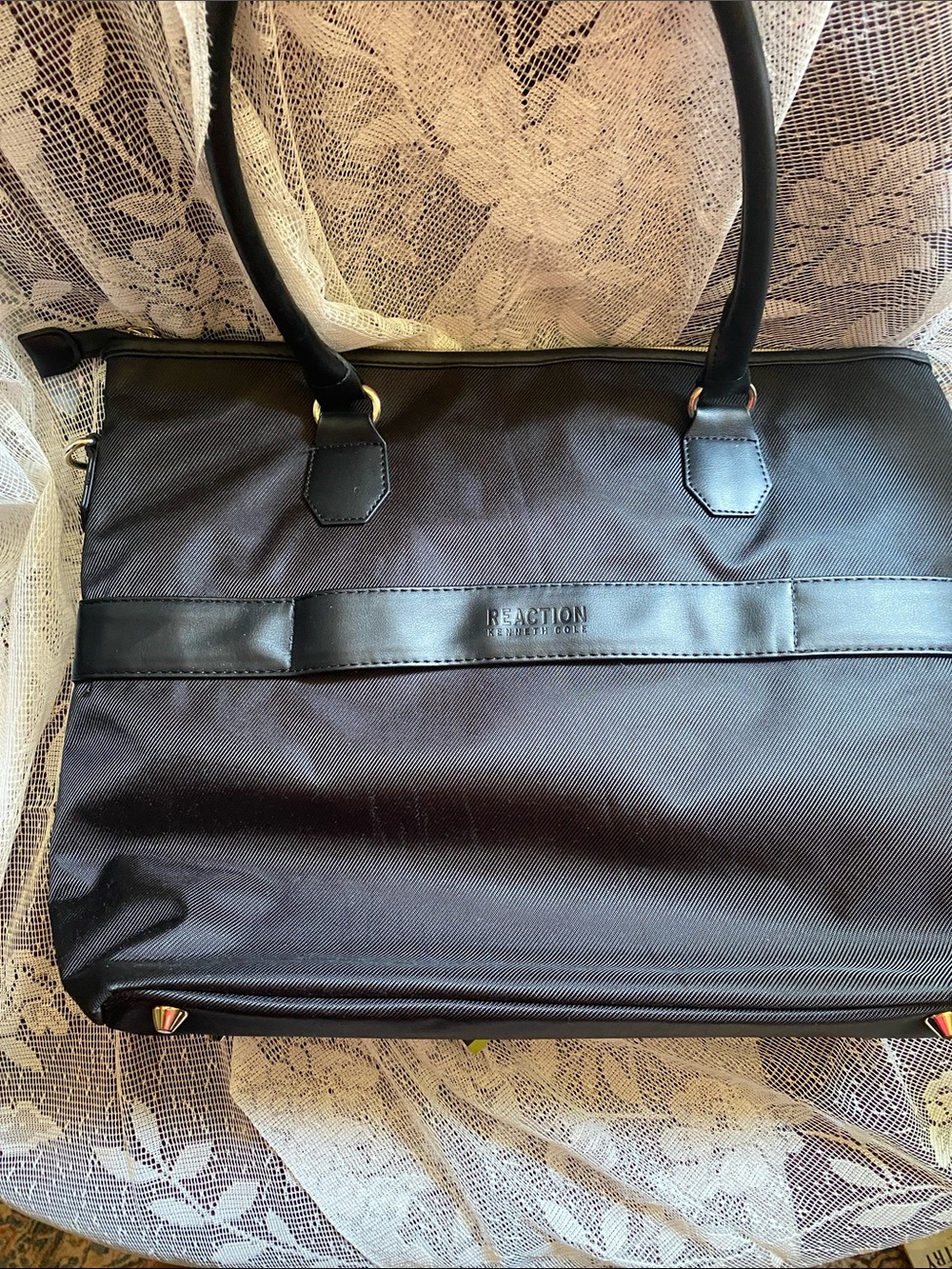 Kenneth Cole Reaction Chelsea Quilted Black Tote with Gold Accents NWT - Picture 3 of 11